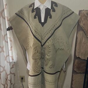 Intricate Beige and Brown Poncho